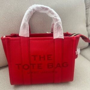 Marc Jacobs Red Tote Bag with Gold Accents